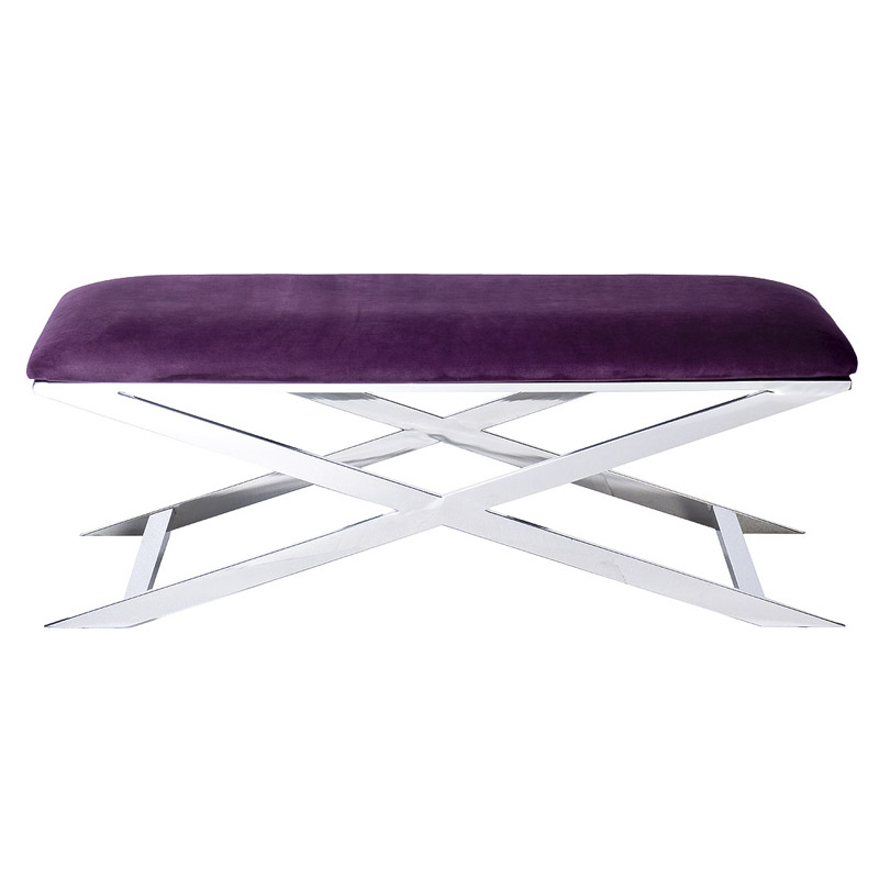 Банкетка Bench Velor Violet Хром Фиолетовый Банкетка Bench Velor Violet Хром Фиолетовый в Кирове | Loft Concept