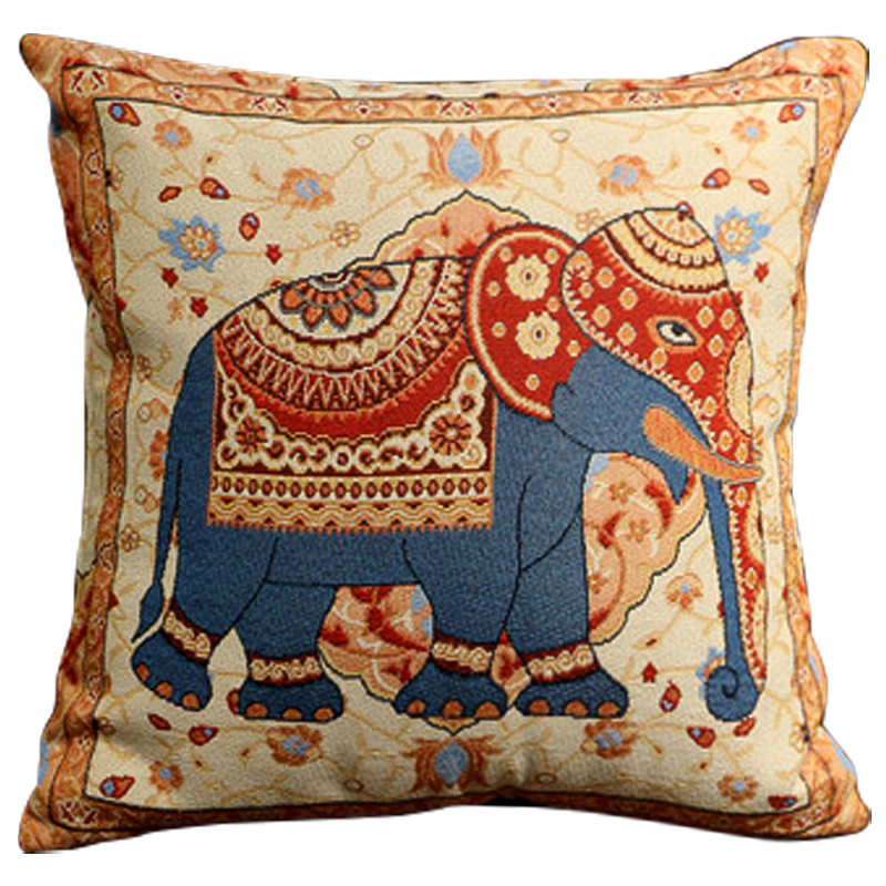 Декоративная подушка Indian Elephant Yellow Blue Мульти Желтый Синий Декоративная подушка Indian Elephant Yellow Blue Мульти Желтый Синий в Кирове | Loft Concept