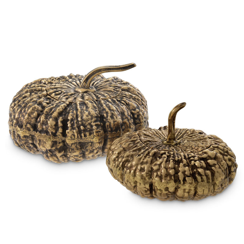 Набор шкатулок Eichholtz BOX CITROUILLE SET OF 2 Винтажная латунь Набор шкатулок Eichholtz BOX CITROUILLE SET OF 2 Винтажная латунь в Кирове | Loft Concept