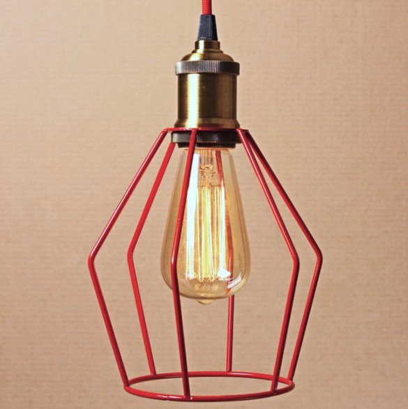 Подвесной светильник Wire Cage Pendant Trew Red Красный Подвесной светильник Wire Cage Pendant Trew Red Красный в Кирове | Loft Concept