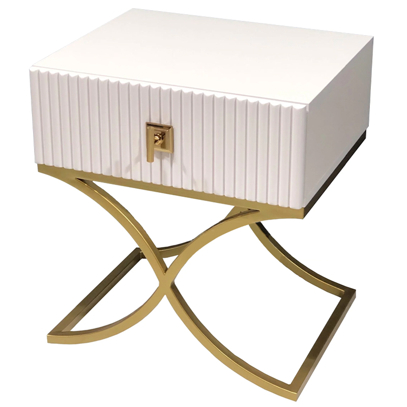 Тумба Catrin Nightstand Белый Золотой Тумба Catrin Nightstand Белый Золотой в Кирове | Loft Concept