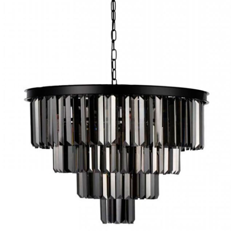 Круглая Люстра RH 1920s Odeon Black iron Four Layers Серое Стекло диаметр 60 см Черный Серый Круглая Люстра RH 1920s Odeon Black iron Four Layers Серое Стекло диаметр 60 см Черный Серый в Кирове | Loft Concept
