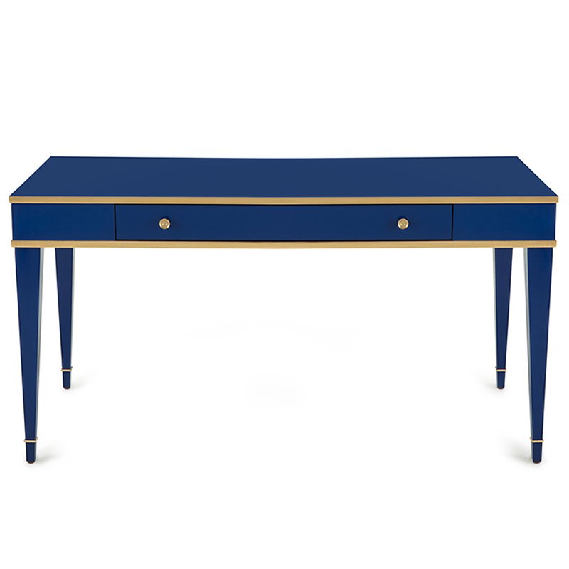 Письменный стол Kelly Desk Синий Синий Винтажное глянцевое золото с состаренным эффектом Письменный стол Kelly Desk Синий Синий Винтажное глянцевое золото с состаренным эффектом в Кирове | Loft Concept