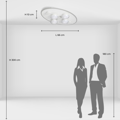 Потолочный светильник овальной формы белого цвета с 7-ю лампами Lunar Pebbles в Кирове