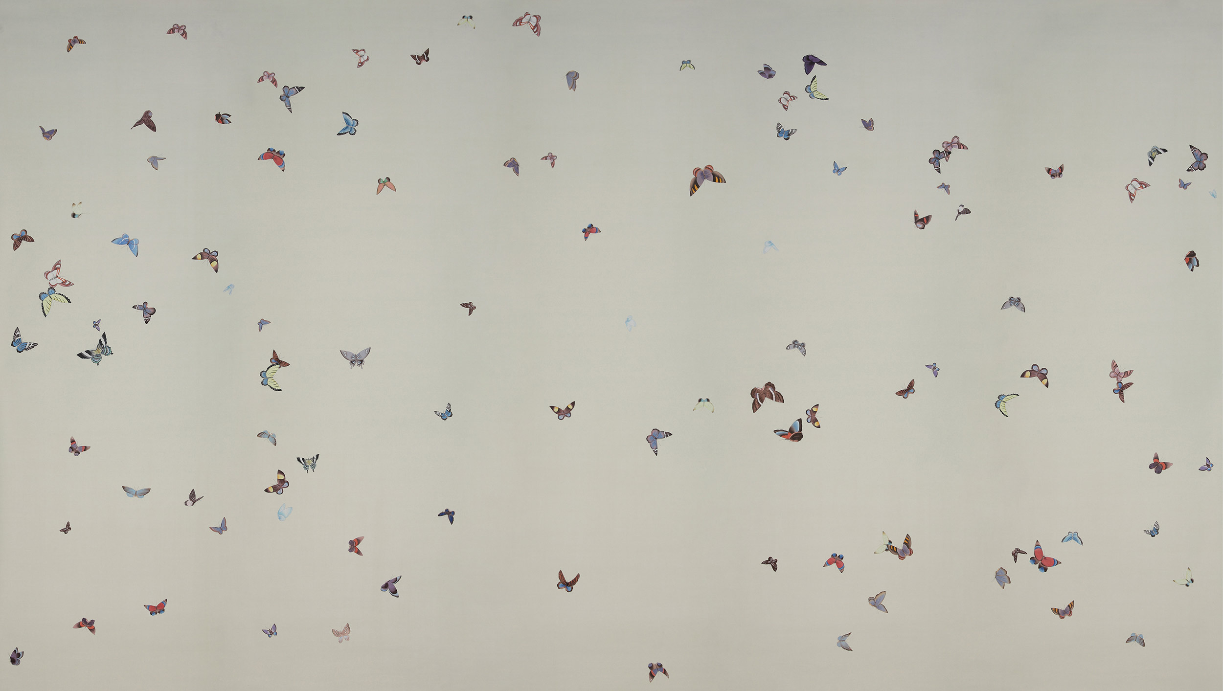 Обои ручная роспись Butterflies Icarus on Rose Shadow metallic silk Обои ручная роспись Butterflies Icarus on Rose Shadow metallic silk - постер Loft-Concept в Кирове