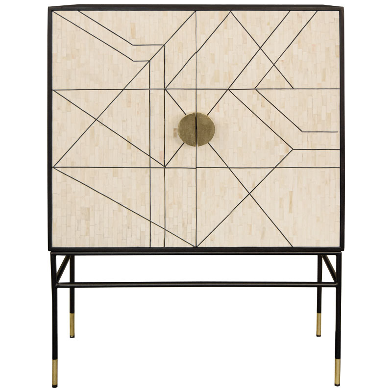 Буфет Bone Inlay Geometry Бежевый Черный Золотой в Кирове | Loft Concept 