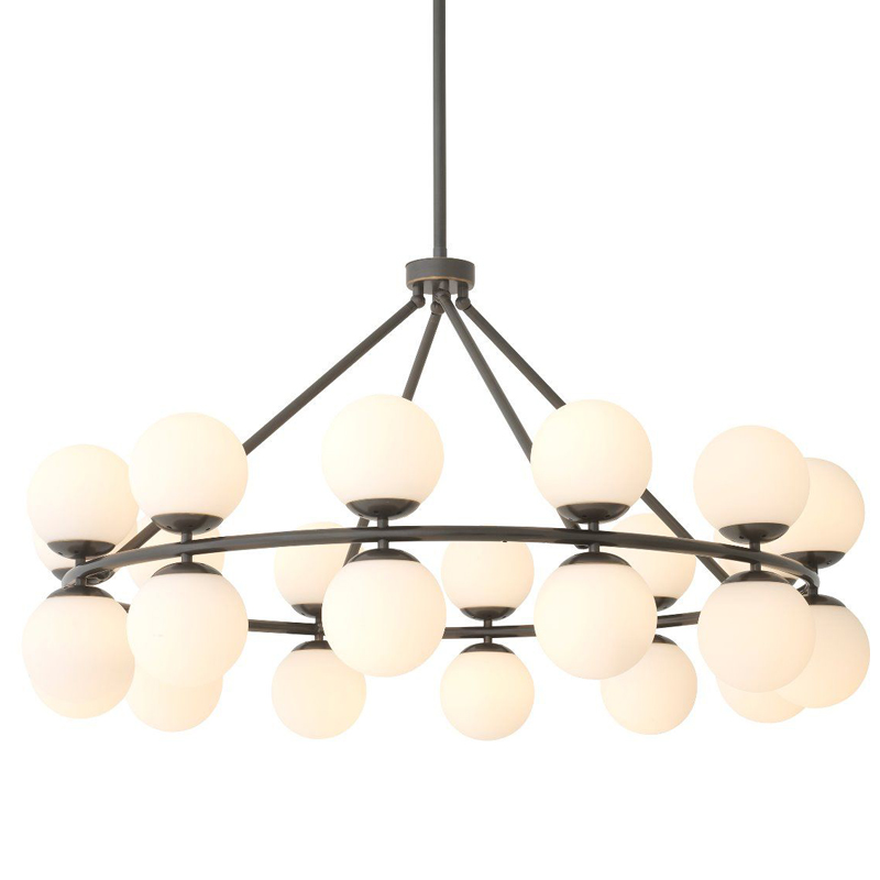 Люстра Eichholtz Chandelier Hutchinson Bronze Темная бронза Белое матовое стекло Люстра Eichholtz Chandelier Hutchinson Bronze Темная бронза Белое матовое стекло в Кирове | Loft Concept