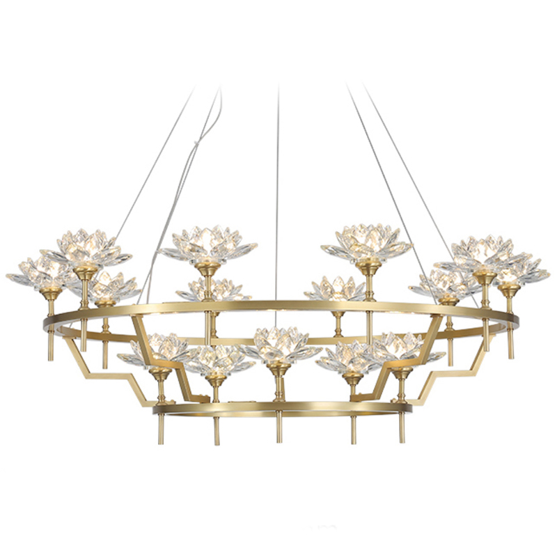 Большая Люстра Хрустальные Цветы Лотоса Lotus flower Clear Glass lamp 15 Латунь Прозрачное Стекло Большая Люстра Хрустальные Цветы Лотоса Lotus flower Clear Glass lamp 15 Латунь Прозрачное Стекло в Кирове | Loft Concept