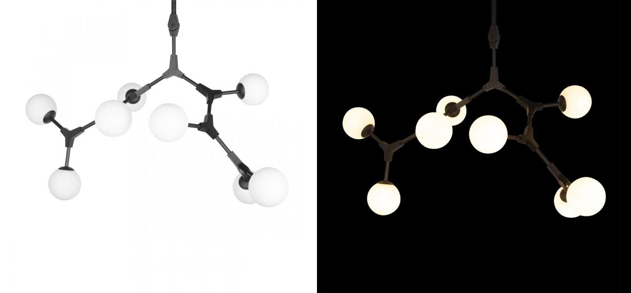 Люстра светодиодная CHERRY BOMB Черный цвет 8 плафонов - фото