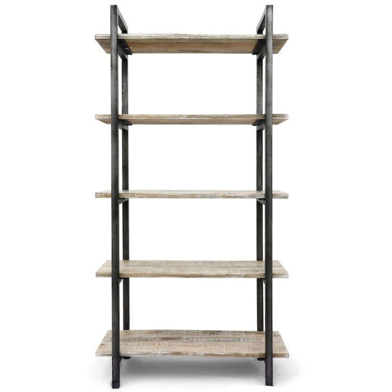 Стеллаж Takari Industrial light Wood Белый винтажная патина Черный Стеллаж Takari Industrial light Wood Белый винтажная патина Черный в Кирове | Loft Concept