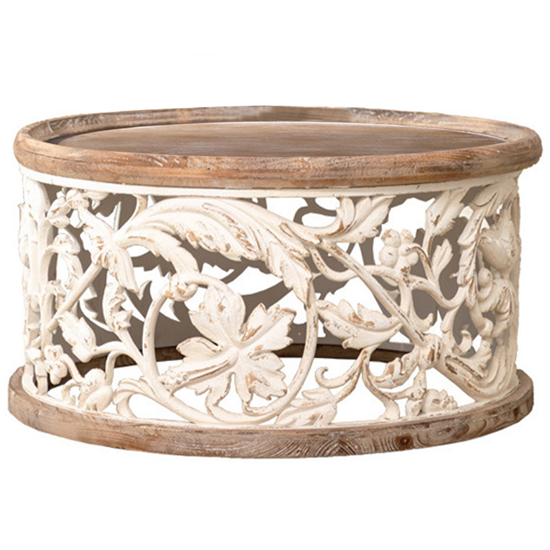 Кофейный стол Fleurette Provence Side Table Древесина Белый Золотой Кофейный стол Fleurette Provence Side Table Древесина Белый Золотой в Кирове | Loft Concept