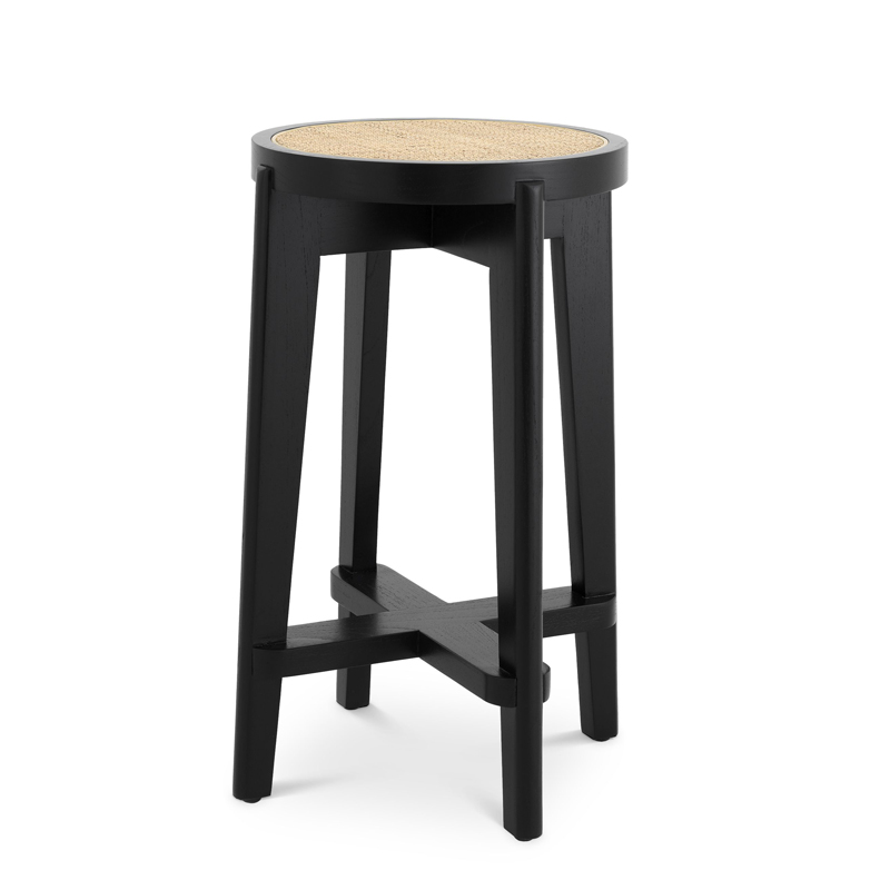 Полубарный стул Eichholtz Counter Stool Dareau black Бежевый Черный Полубарный стул Eichholtz Counter Stool Dareau black Бежевый Черный в Кирове | Loft Concept