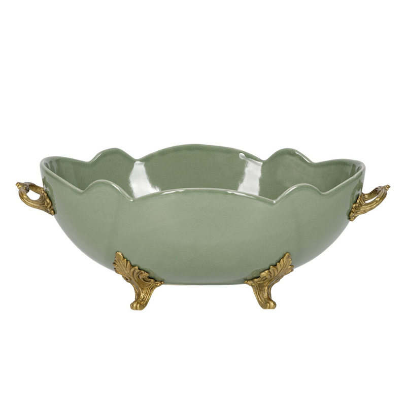 Чаша зеленого цвета из фарфора с волнообразным краем Eden Garden porcelain and bronze Зеленый Бронза Чаша зеленого цвета из фарфора с волнообразным краем Eden Garden porcelain and bronze Зеленый Бронза в Кирове | Loft Concept