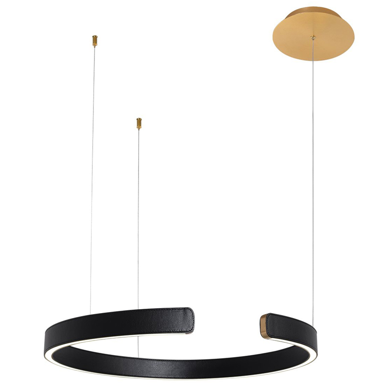 Подвесной светильник Half Ring black leather 60 Черный Золотой Подвесной светильник Half Ring black leather 60 Черный Золотой в Кирове | Loft Concept