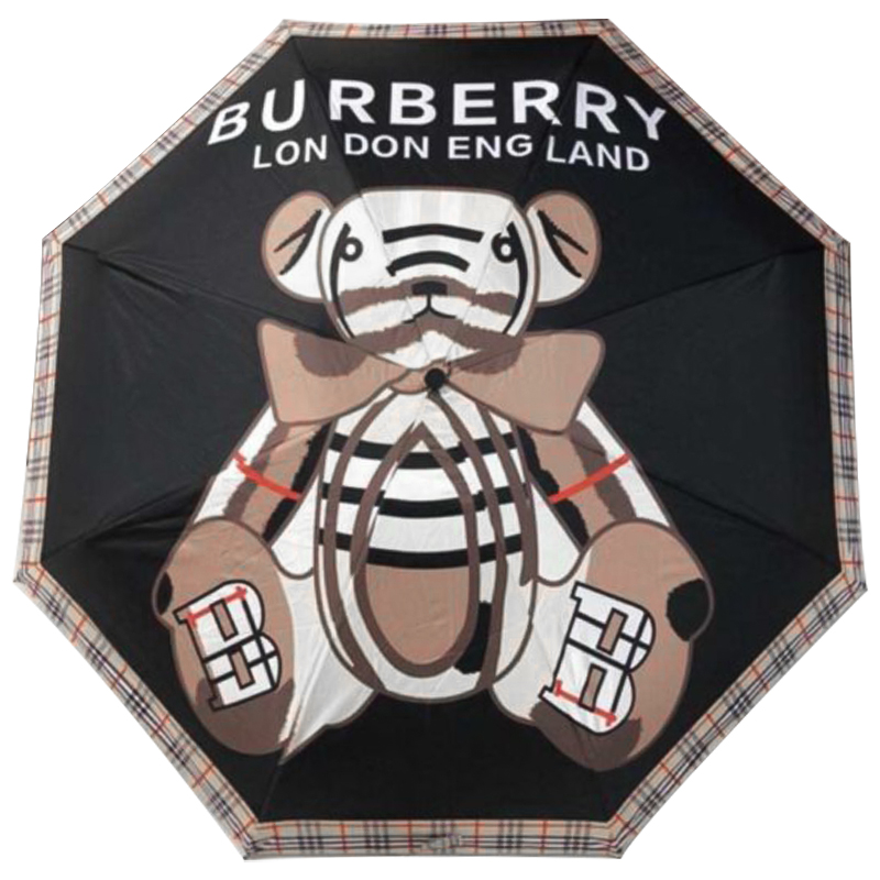 Зонт раскладной BURBERRY дизайн 005 Черный цвет Черный Коричневый Бежевый в Кирове | Loft Concept 
