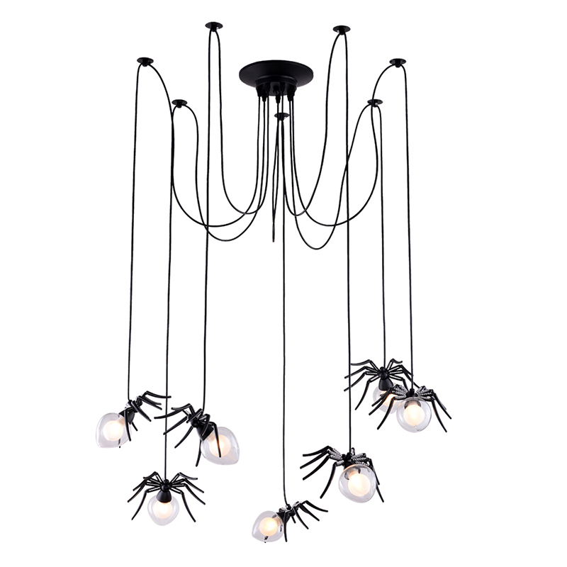 Люстра черная Паук Spiders lamp 7 Черный Прозрачный Люстра черная Паук Spiders lamp 7 Черный Прозрачный в Кирове | Loft Concept