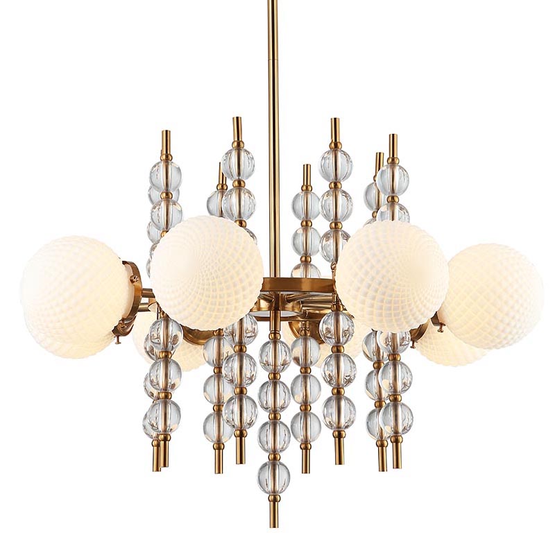 Люстра Addelyn Chandelier 8 lamp Белый Латунь Люстра Addelyn Chandelier 8 lamp Белый Латунь в Кирове | Loft Concept