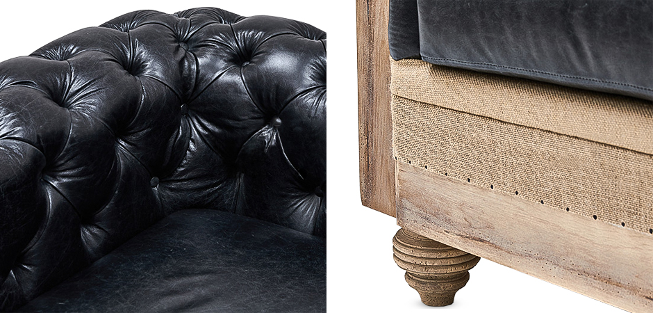 Диван Deconstructed Chesterfield Sofa double Black leather Диван Deconstructed Chesterfield Sofa double Black leather - Loft-Concept в Кирове