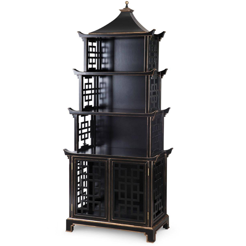 Стеллаж Черная Пагода Bungalow 5 Pagoda Black Wood Винтажный черный Стеллаж Черная Пагода Bungalow 5 Pagoda Black Wood Винтажный черный в Кирове | Loft Concept