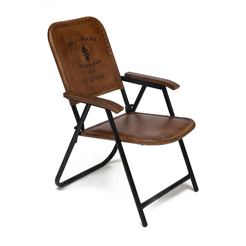 Складной кожаный стул Industrial Folding buffalo leather chair Коричневый Черный Складной кожаный стул Industrial Folding buffalo leather chair Коричневый Черный в Кирове | Loft Concept