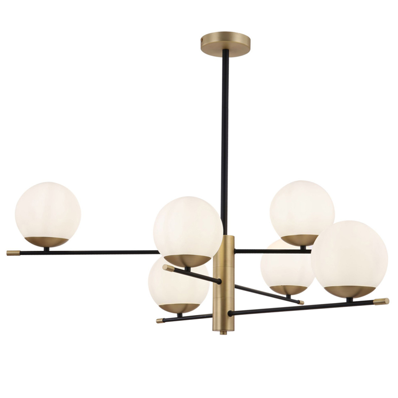Светильник Spike Six Balls Hanging Lamp матовое золото Прозрачный белый Светильник Spike Six Balls Hanging Lamp матовое золото Прозрачный белый в Кирове | Loft Concept