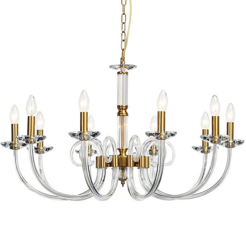 Люстра Twisted Glass Candles Chandelier 10 Золотой Прозрачное Стекло Люстра Twisted Glass Candles Chandelier 10 Золотой Прозрачное Стекло в Кирове | Loft Concept