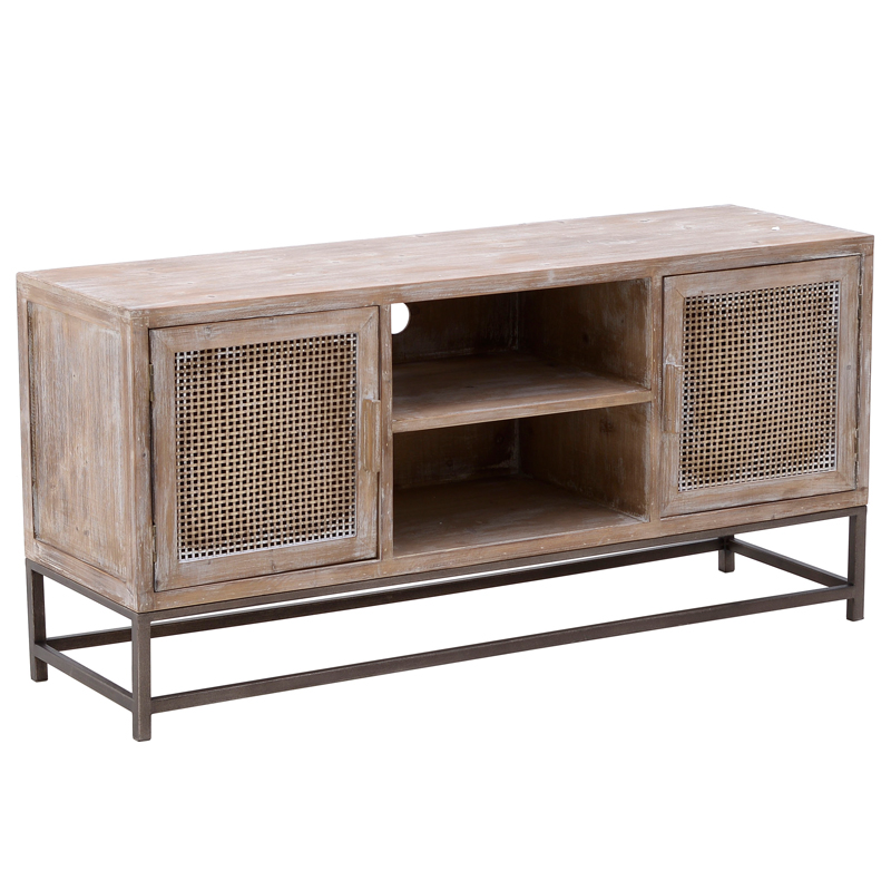 Тумба Rosita Wood tv stand Бежево-серый Металлик винтаж Тумба Rosita Wood tv stand Бежево-серый Металлик винтаж в Кирове | Loft Concept