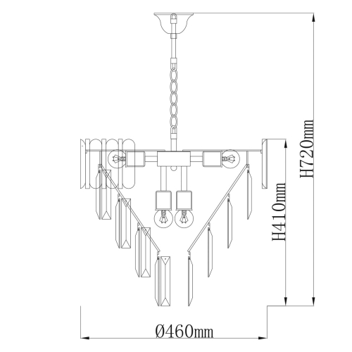 Люстра из черного металла с многоярусными подвесками из прозрачного хрусталя на золотой цепи Empire Black Chandelier Crystal в Кирове