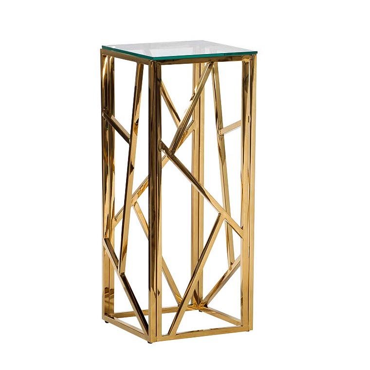 Подставка Serene Furnishing Gold Clear Glass Top stand Прозрачное Стекло Золотой Подставка Serene Furnishing Gold Clear Glass Top stand Прозрачное Стекло Золотой в Кирове | Loft Concept