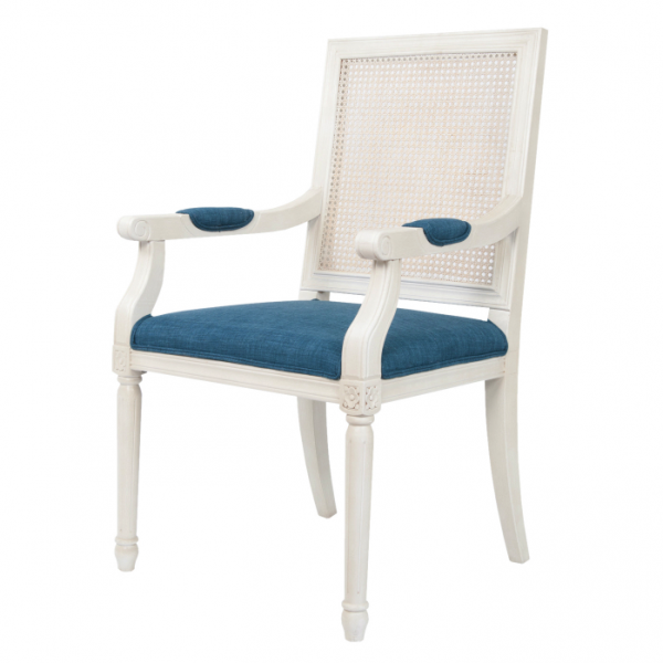 Стул French chairs Provence Garden White ArmChair Белый Темно-синий Стул French chairs Provence Garden White ArmChair Белый Темно-синий в Кирове | Loft Concept