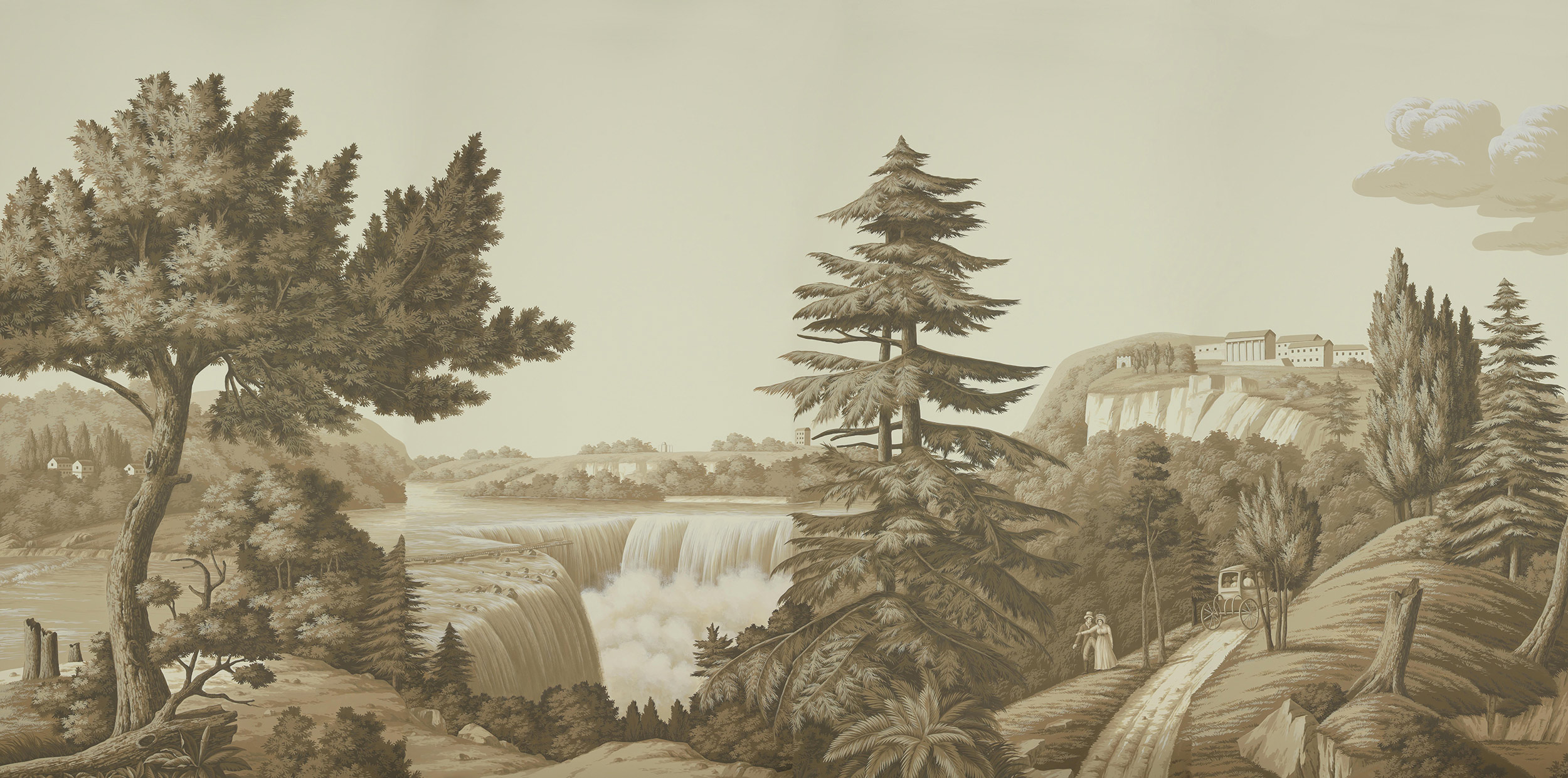 Обои ручная роспись North American River Views Sepia on scenic paper Обои ручная роспись North American River Views Sepia on scenic paper - постер Loft-Concept в Кирове