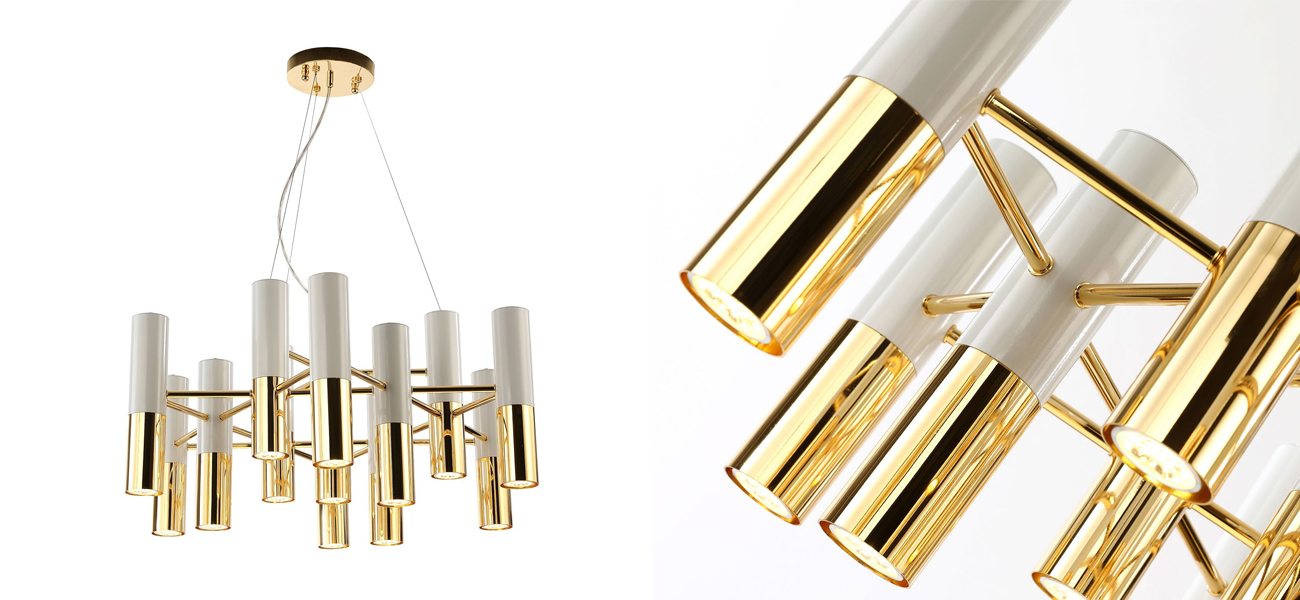 Люстра с бело-золотыми плафонами Delightfull - фото