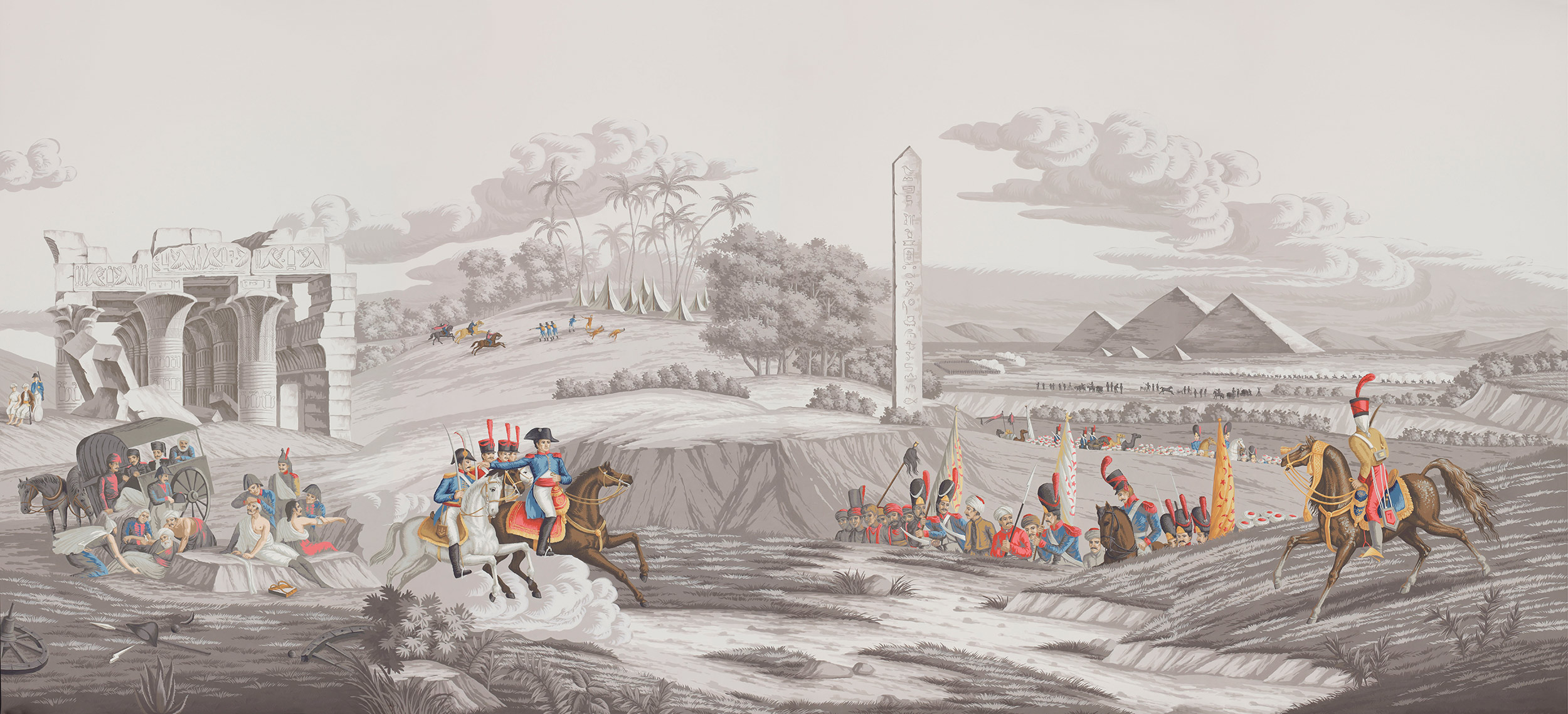 Обои ручная роспись Napoleon's Campaign in Egypt Aurore on Crystal Grey scenic paper - постер Loft-Concept в Кирове