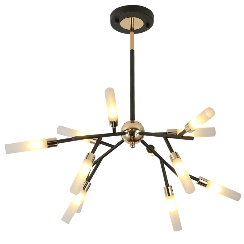 Люстра White Tube Valley Arredoluce Chandelier 12 Прозрачный белый Глянцевое золото Черный Люстра White Tube Valley Arredoluce Chandelier 12 Прозрачный белый Глянцевое золото Черный в Кирове | Loft Concept