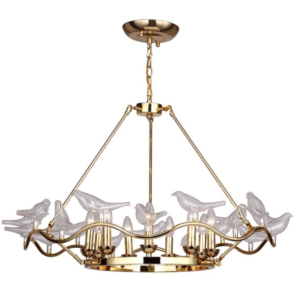 Люстра Dove Chandelier Glass Bird 9 Золотой Люстра Dove Chandelier Glass Bird 9 Золотой в Кирове | Loft Concept