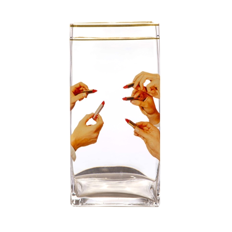 Ваза Glass vase big Lipstick Прозрачный Золотой Бежевый Ваза Glass vase big Lipstick Прозрачный Золотой Бежевый в Кирове | Loft Concept