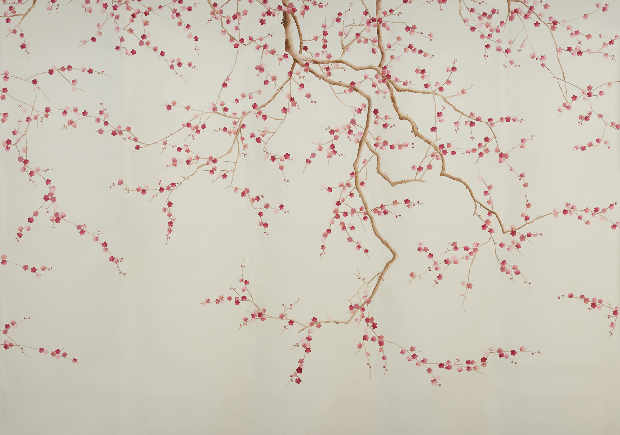 Обои ручная роспись Plum Blossom Blossom on Satin Grey dyed silk Обои ручная роспись Plum Blossom Blossom on Satin Grey dyed silk - постер Loft-Concept в Кирове