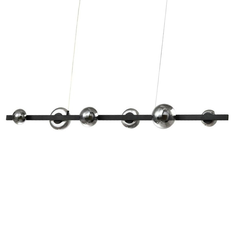 Люстра светодиодная линейная с 6-ю круглыми серыми плафонами Iona Chandelier Black Черный Серый Люстра светодиодная линейная с 6-ю круглыми серыми плафонами Iona Chandelier Black Черный Серый в Кирове | Loft Concept