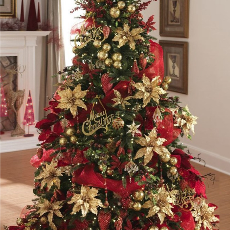 Дизайнерская Елка с Красным и Золотым новогодним декором Christmas Tree Golden Flowers Красный Золотой Дизайнерская Елка с Красным и Золотым новогодним декором Christmas Tree Golden Flowers Красный Золотой в Кирове | Loft Concept