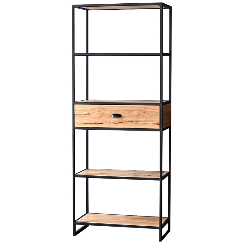 Стеллаж Kline Industrial Metal Rust Rack Черный Древесина Стеллаж Kline Industrial Metal Rust Rack Черный Древесина в Кирове | Loft Concept