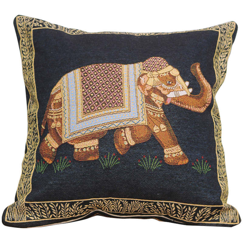Декоративная подушка Indian Elephant Black Мульти Черный Декоративная подушка Indian Elephant Black Мульти Черный в Кирове | Loft Concept
