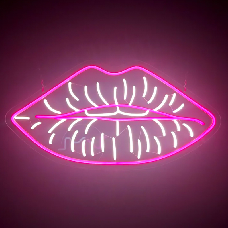 Неоновая настенная лампа Lips Neon Wall Lamp Розовый Белый Неоновая настенная лампа Lips Neon Wall Lamp Розовый Белый в Кирове | Loft Concept