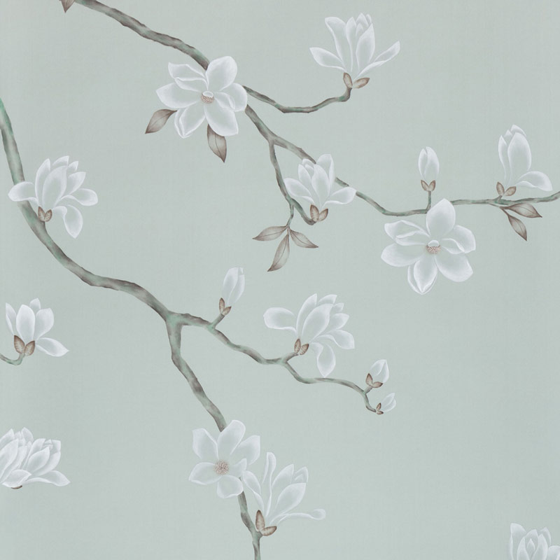 Обои ручная роспись Magnolia Canopy Original Colourway on Adam Grey dyed silk Обои ручная роспись Magnolia Canopy Original Colourway on Adam Grey dyed silk в Кирове | Loft Concept
