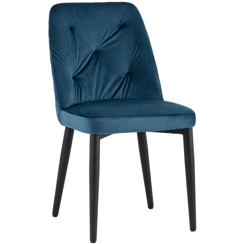 Стул Emma Chair Синий Велюр Синий Черный Стул Emma Chair Синий Велюр Синий Черный в Кирове | Loft Concept
