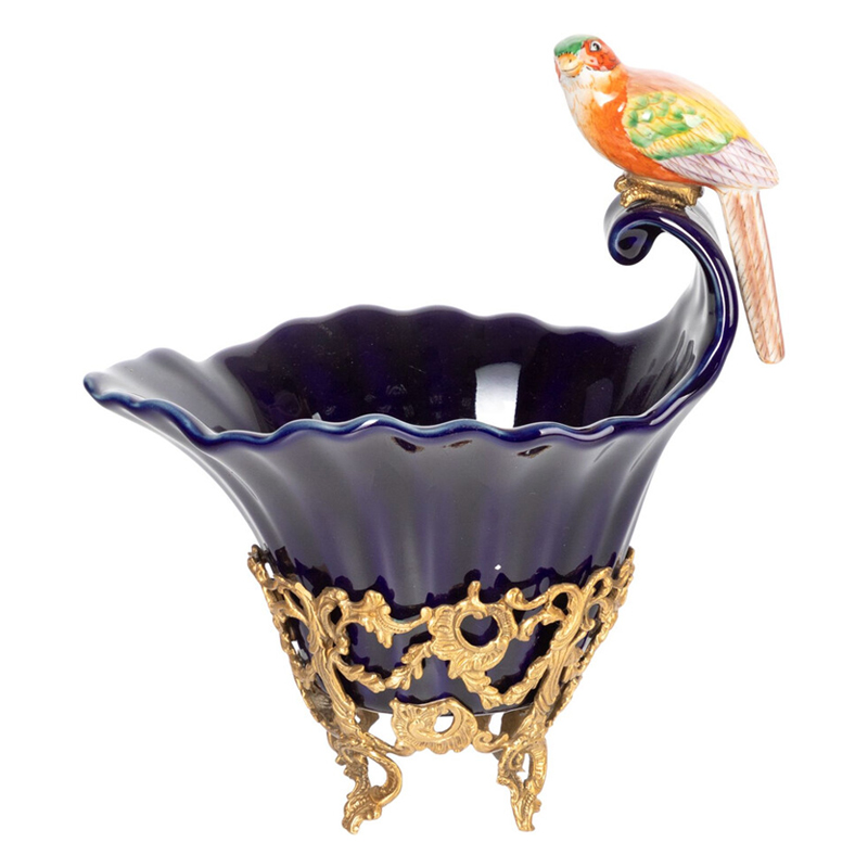 Чаша темно-синего цвета из фарфора с разноцветной птичкой Eden Garden porcelain and bronze Темно-синий Бронза Мульти Чаша темно-синего цвета из фарфора с разноцветной птичкой Eden Garden porcelain and bronze Темно-синий Бронза Мульти в Кирове | Loft Concept