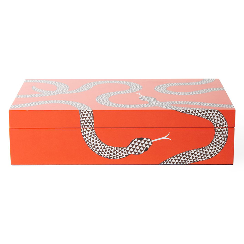 Шкатулка LARGE EDEN LACQUER BOX Jonathan Adler Оранжевый Темно-синий Шкатулка LARGE EDEN LACQUER BOX Jonathan Adler Оранжевый Темно-синий в Кирове | Loft Concept