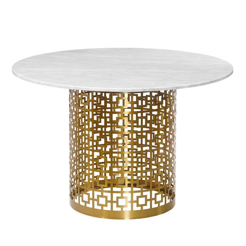 Обеденный стол Artesia Dining Table White Глянцевое золото Белый Обеденный стол Artesia Dining Table White Глянцевое золото Белый в Кирове | Loft Concept