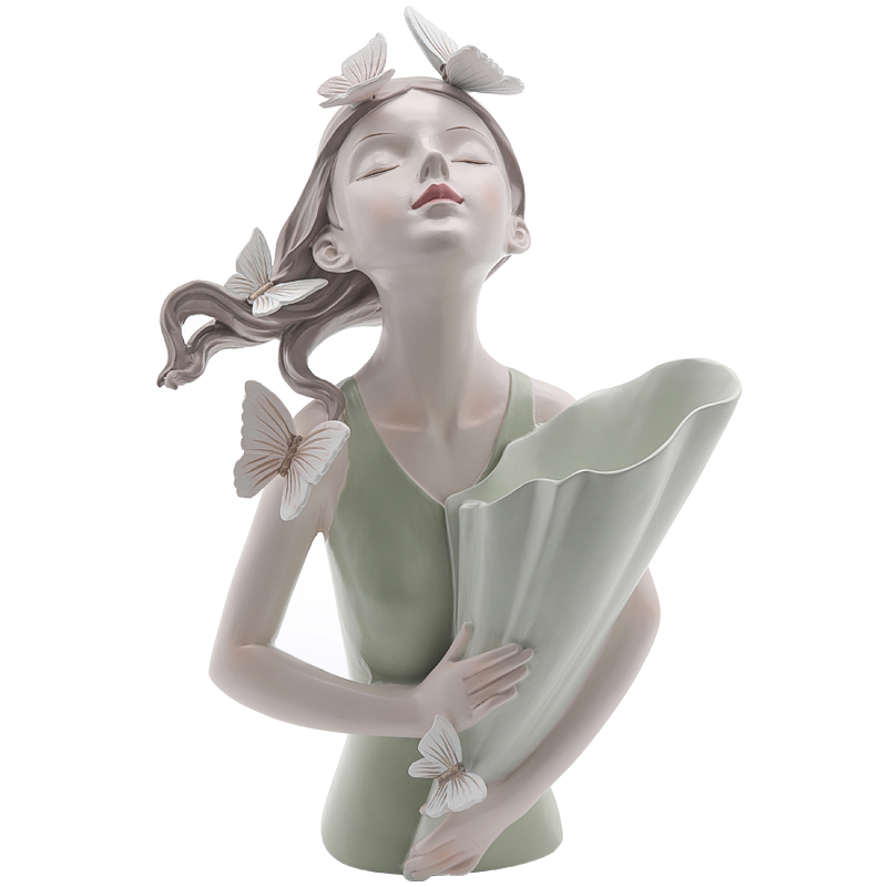 Статуэтка Butterfly Girl Vase Бежевый Белый Прозрачный зеленый Статуэтка Butterfly Girl Vase Бежевый Белый Прозрачный зеленый в Кирове | Loft Concept