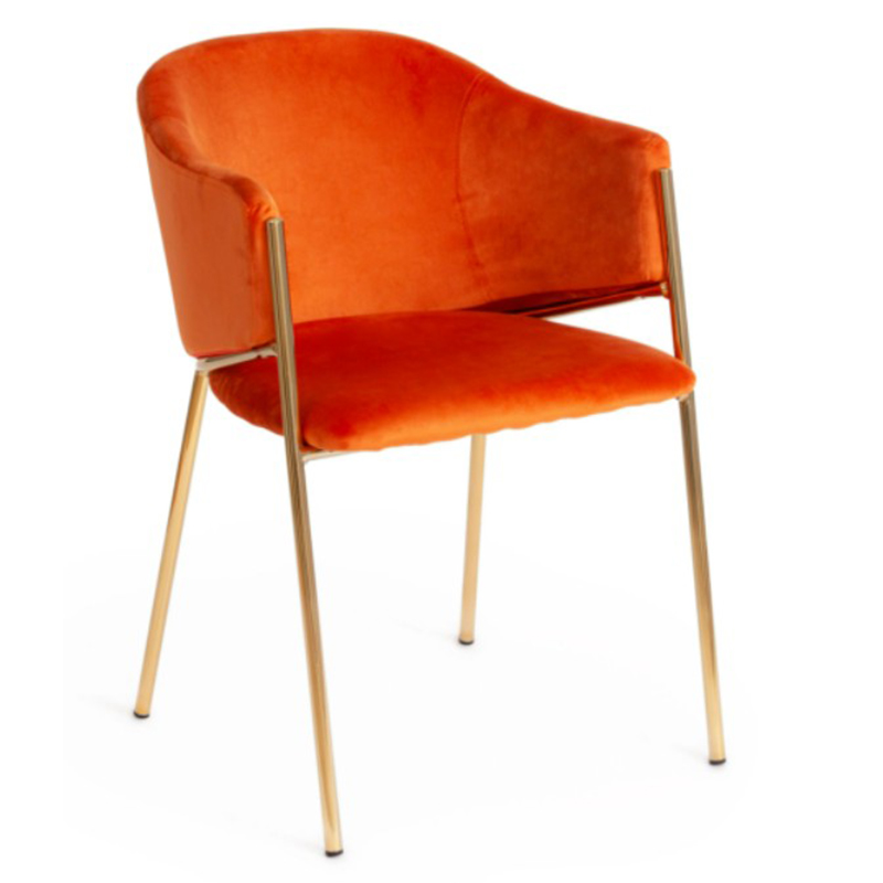 Стул Faisal Orange Velvet Chair Оранжевый Глянцевое золото Стул Faisal Orange Velvet Chair Оранжевый Глянцевое золото в Кирове | Loft Concept