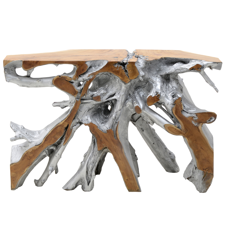 Консоль Luz Wood Console Серебряный Древесина Бежевый Консоль Luz Wood Console Серебряный Древесина Бежевый в Кирове | Loft Concept